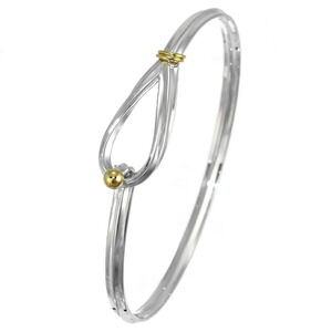 Tiffany hook eye bracelet bangle Silver kt yellow gold CO